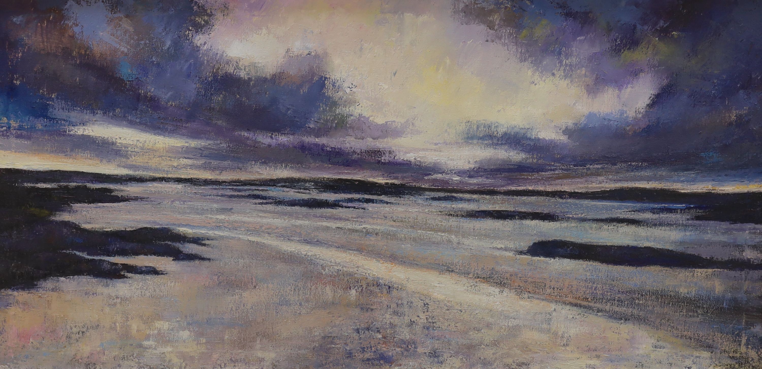 Continental School, oil on canvas, Coastal landscape, signed verso, 75 x 152cm